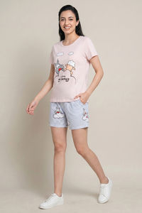 Zivame Farm Lore Knit Cotton Short Set - Cradle Pink — thumbnail 5